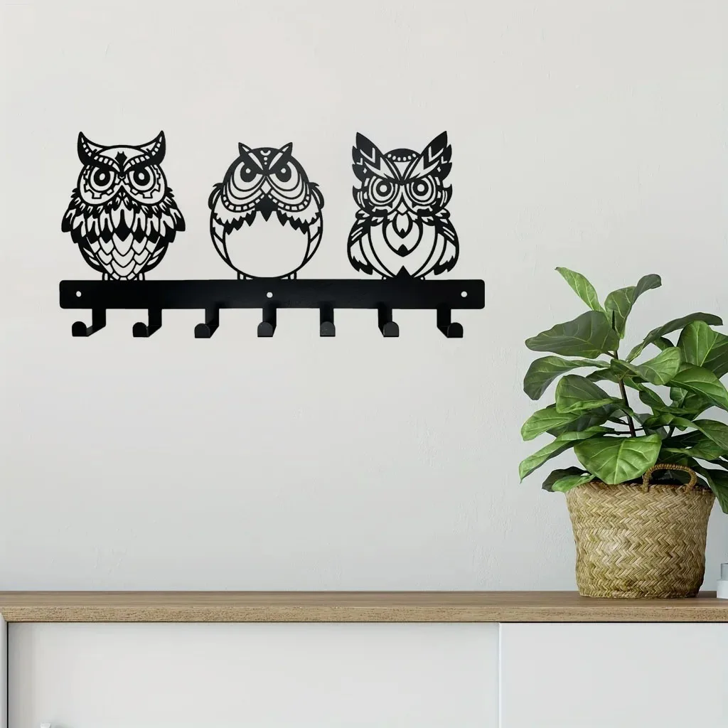 

Crafts Metal Owl Wall Mounted Coat Rack, Decorative Row Hook, Household Multipurpose Coat Hat Key Rack, Towel Rack, Coat rack