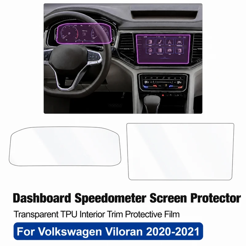 For Volkswagen Viloran 2020-2021 Dashboard Speedometer Sticker, Transparent TPU Interior Trim Screen Protective Film Accessory