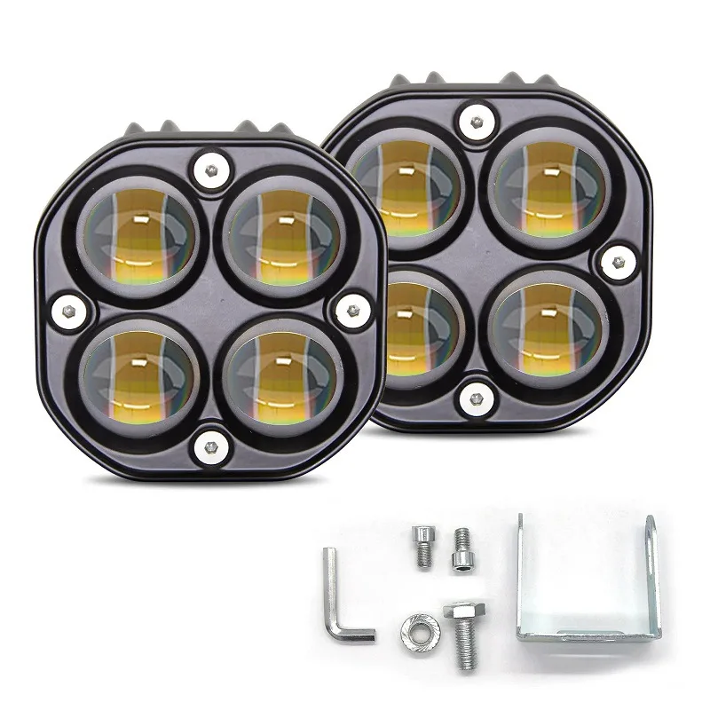 For Off-Road Vehicles Four-Leaf Clover-Shaped Spotlights with White-Yellow Lenses 40W LED Work Light External Headlight hot sell
