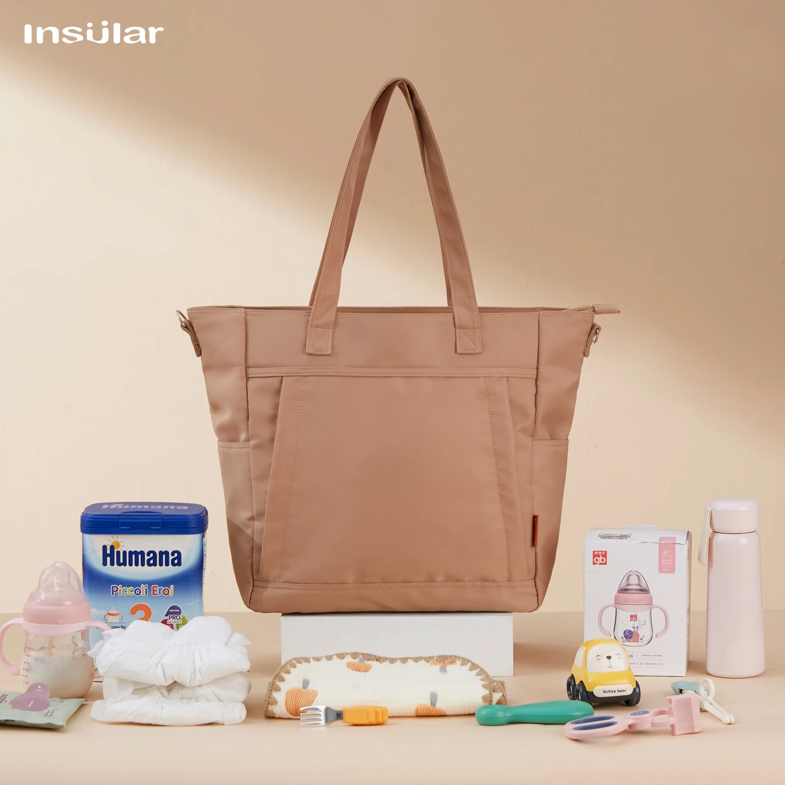 Large Nylon Diaper Tote Bag New Crossbody Nappy Stroller Bags Zipper Solid Color Handbag Shoulder Bag for Mommy Maternity Travel