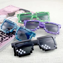 9 colors Fashion Sunglasses Kids cos play action Game Toy Mosaic Square Glasses with EVA case Toys for boy girl gift