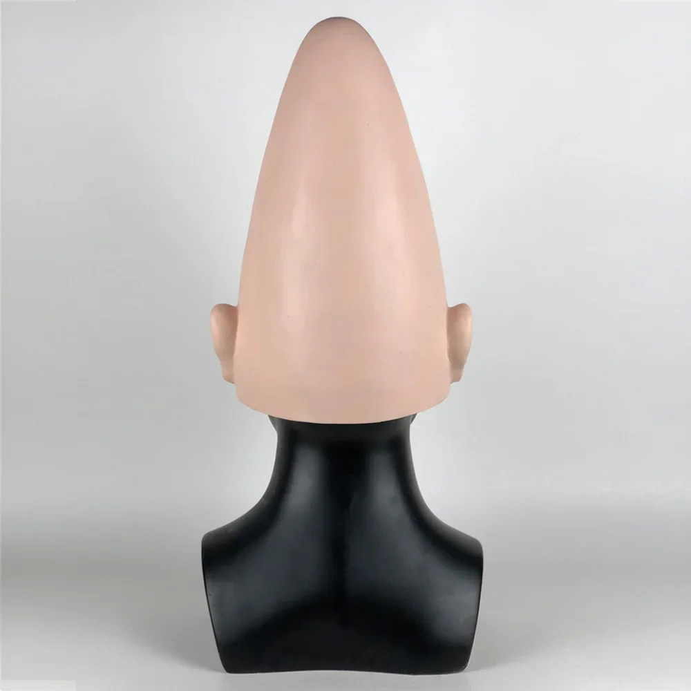 Tête d'oeuf en form de peau conique الغريبة قناع قبعة تأثيري فو Coneheads اللاتكس نتوء (غطاء) هالوين كرنفال زي حفلة الدعائم