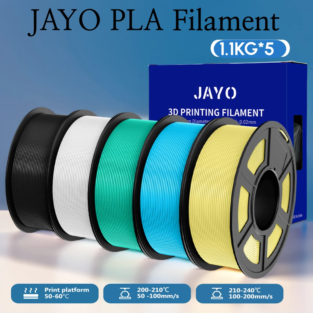 

JAYO 3D 5 Rolls PLA Filament 1.75mm Printer Filament For Bambu FDM 3D Printer Neatly Wound 3D Printing Material for 3D Printer