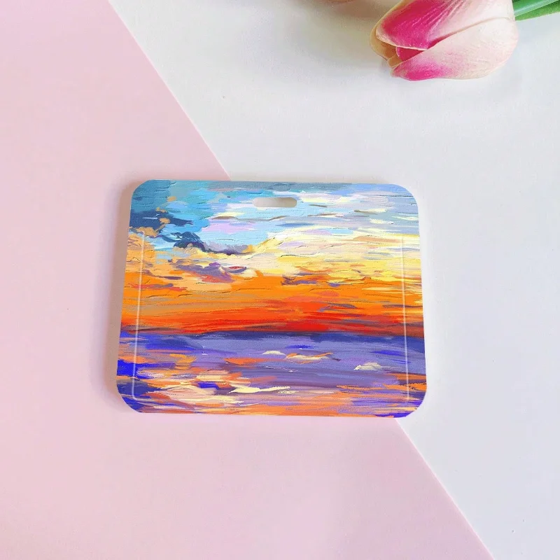 حامل بطاقة أفقي بحبل زنبركي ، غيوم غروب شمس جميلة ، بطاقة حافلة ، بطاقة هوية ، بطاقة وجبات ، بطاقة عمل غطاء واقي سلسلة مفاتيح