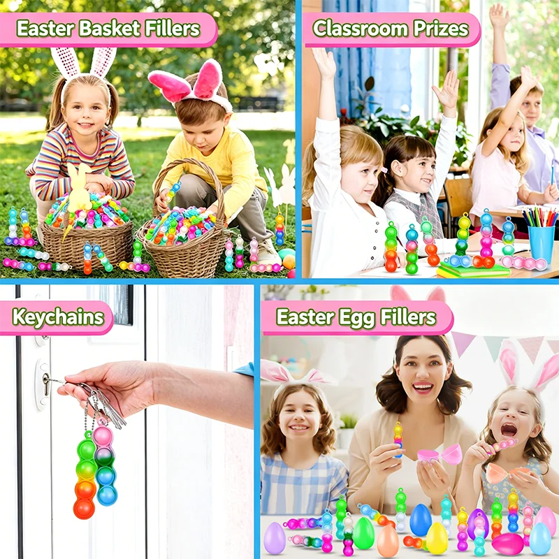 10/20/30/80/150 PCS Bulk Pack Pop Keychain Sensory Fidget Toys for Kids Stress Relief Bubble Toys Party Favors Classroom Student view 5