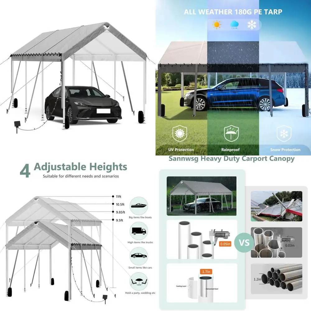 

Carports 10x20, сверхмощный гараж, портативный автомобильный порт, навес для автомобиля с регулируемой высотой от 9,5 до 11 футов, наружный автомобильный навес