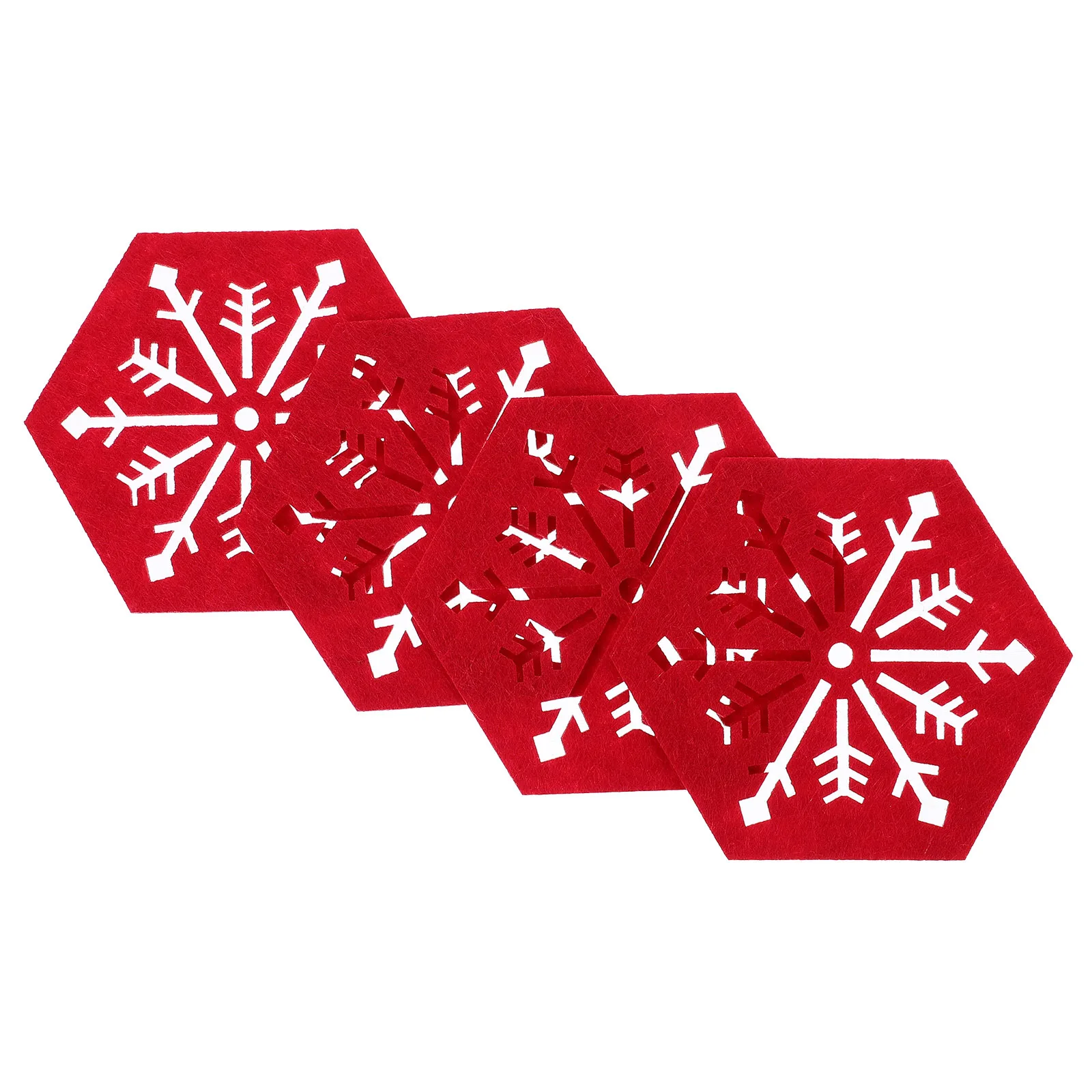 

4Pcs Christmas Snowflake Hexagon Place Mats Heat Insulation Table Coasters Decorative Xmas Party Supplies Place Mat