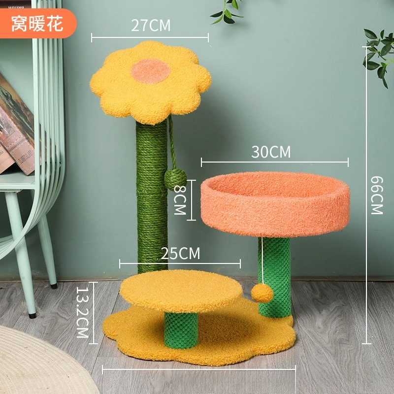 Compact Integrated Cat Tree With Nest, Sisal Scratching Post Jumping Platform Pet Climbing Toy For Indoor Small Kitten Activity