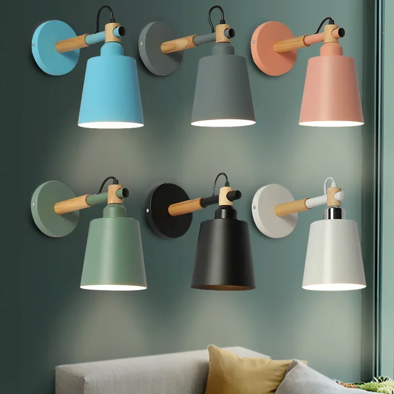 madeira macica ferro macaron wall lampadas para casa loft e sala de estar quarto e banheiro luzes luminaria led arte moderna 01