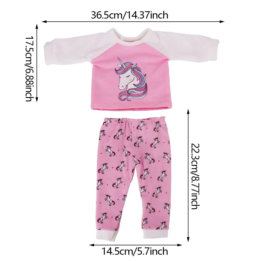 2Pcs Long Sleeved Pajamas Cute Bunny Doll Clothes For 18 Inch Girl Doll Gift 43 Cm Reborn Baby Doll Clothes Accessories Items To