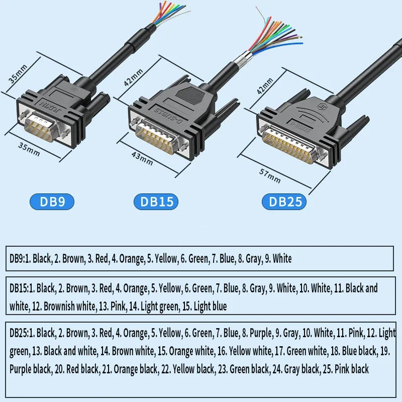 DB9 DB15 DB25 DB37 M/F connecteur RS232 câble série D-SUB 9 broches 15 25 37 broche mâle/600 câble d\'extension