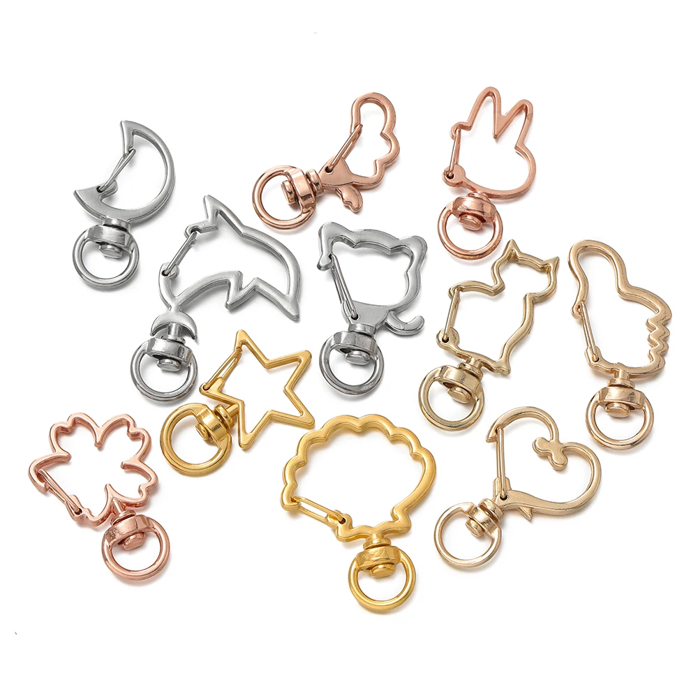 5Pcs/Set Metal Frame DIY Jewelry Necklace Pendant Gold Kitten Rabbit Cute Hollow Frames UV Epoxy Resin Tools Accessories Handmad