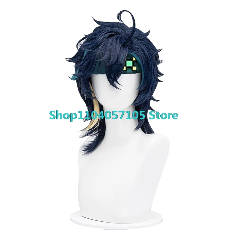 Genshin Impact Game Kinich Perruque pour Homme, Cheveux Courts, Bonnet Gratuit, Halloween, 45cm, En Stock