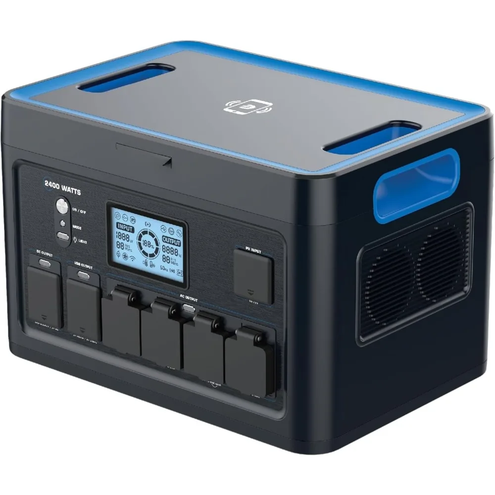 

Portable Power Station 2400-Watt (4800-Watt Peak) 2048Wh - Quiet Solar Generator, Lightweight Solution for Home Backup,