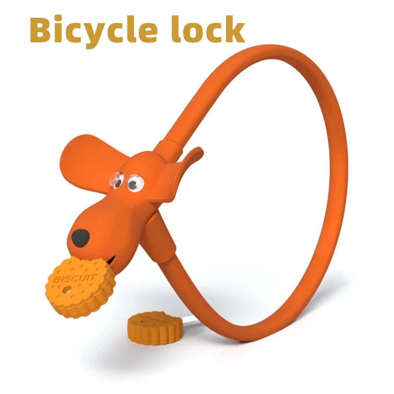 Biscuit Puppy Bike Lock Basket Lock Chain Lock Rubber Safety Personality Anti-Theft Cartoon Cute Bike Lock Bicycle Accessories