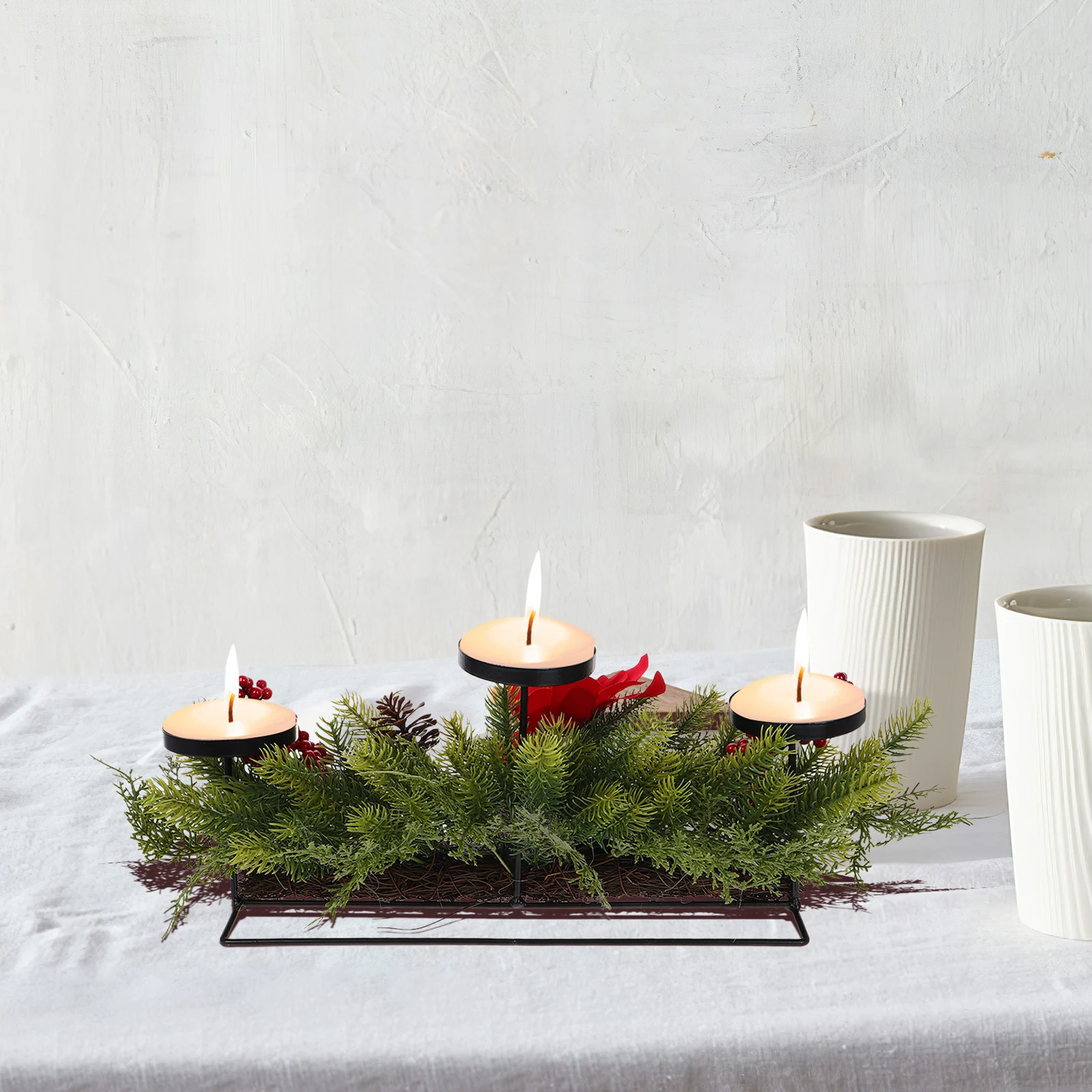 

Christmas Holder Decoration Tabletop Poinsettia Centerpiece Advent Stand Modern Christmas Home Table Decor PE Material