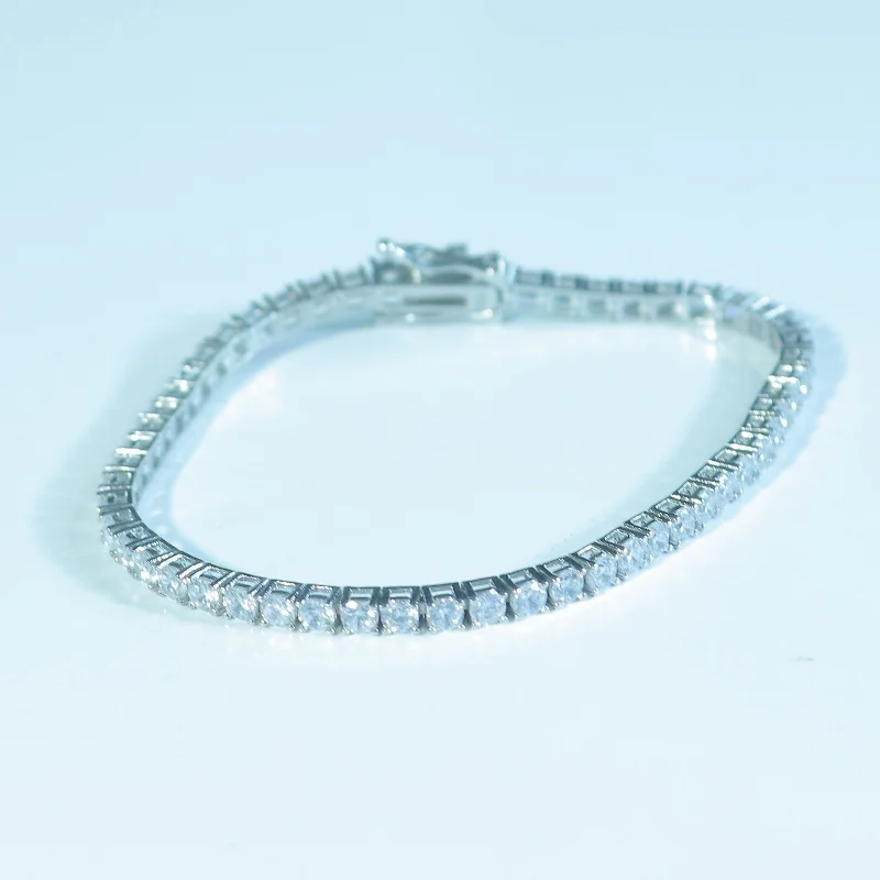 

3mm Tennis Bracelet White Zircon Bracelets 925 Sterling Silver Bangles 16-18cm Hip Hop Fashion Jewelry