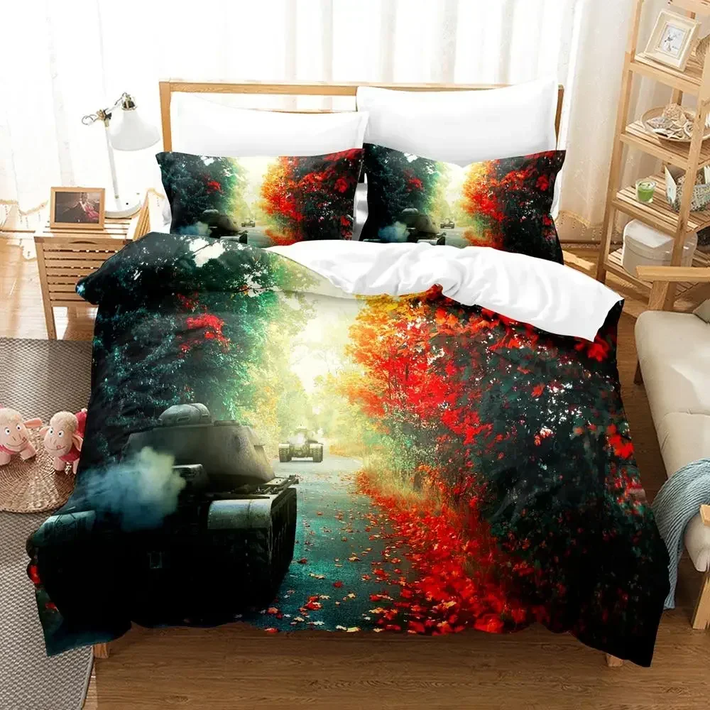 Tank War Theme Dirt Bike Bedding Set Single Twin Double Queen King Cal King Size Bed Linen Set