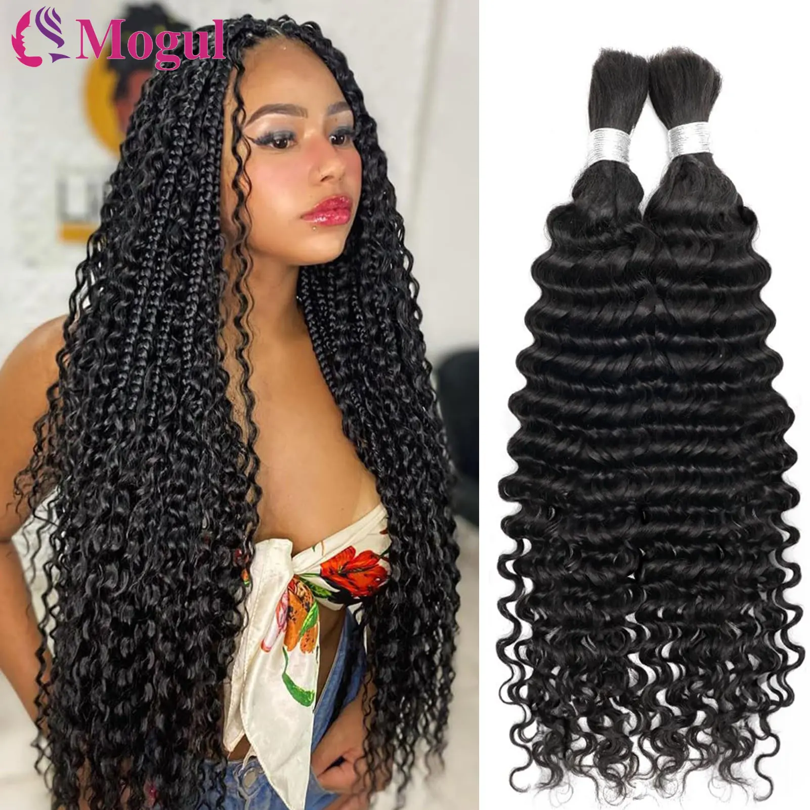 

Human Braiding Hair Deep Water Wave Bulk Human Hair for No Weft Brazilian Virgin Curly Human Hair Extensions for Wet and Wavy