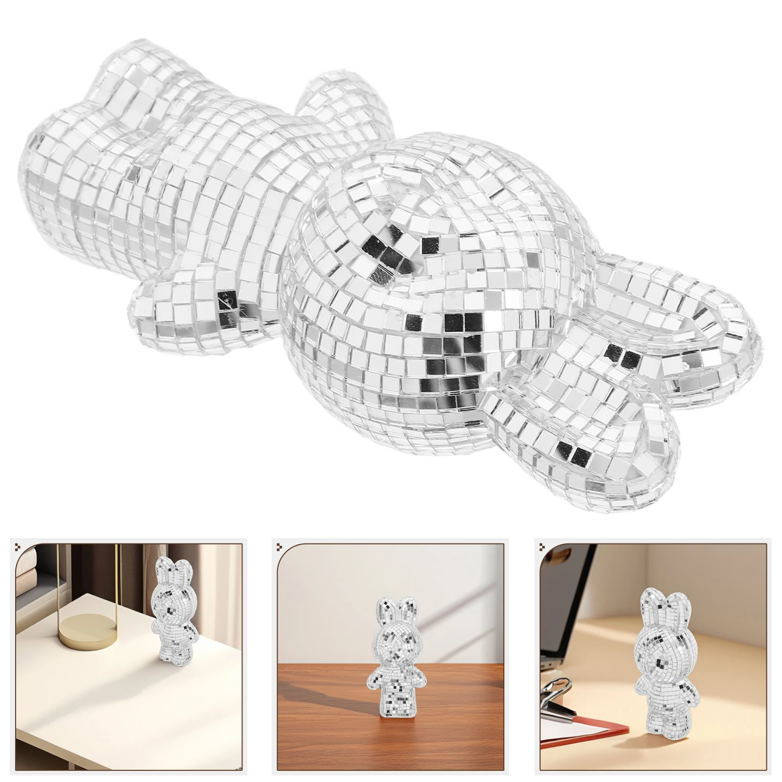 

Disco Ball Mirror Decor Reflective Glass Mini Mirrors for Crafts Party Decoration Easter Bunny Design Lightweight Stage Event