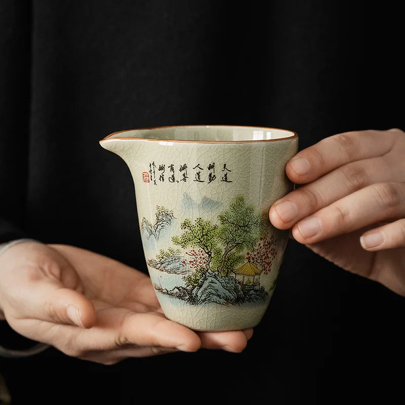 Ceramic Opening Landscape Pottery Fair Cup Chinese Kung Fu Tea Vintage Zen Tea Sea Teacup Teaware Yellow Tea Ceremony Utensil
