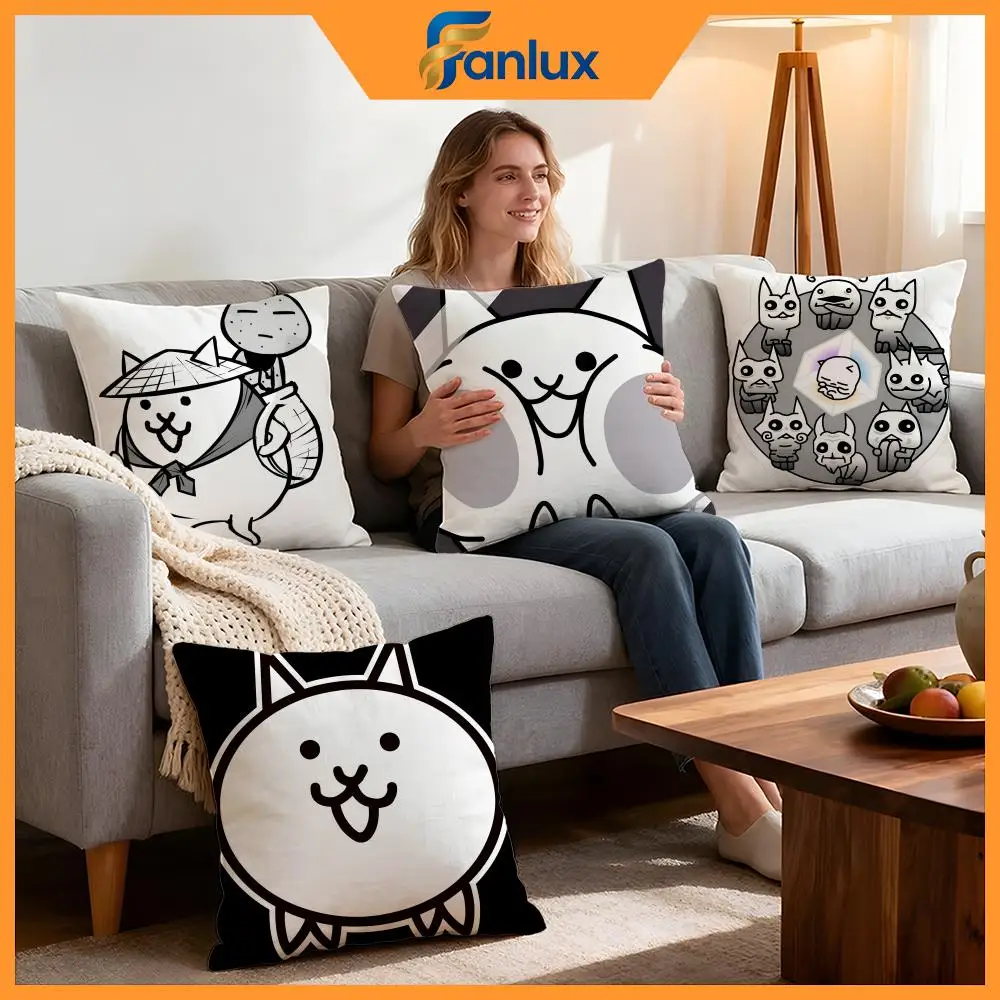 Game The Battle Cats Cushion Cover 4Pcs Decorative Covers Soft Cushion Case for Sofa Couch Decor 40x40 45x45 Pillowcases