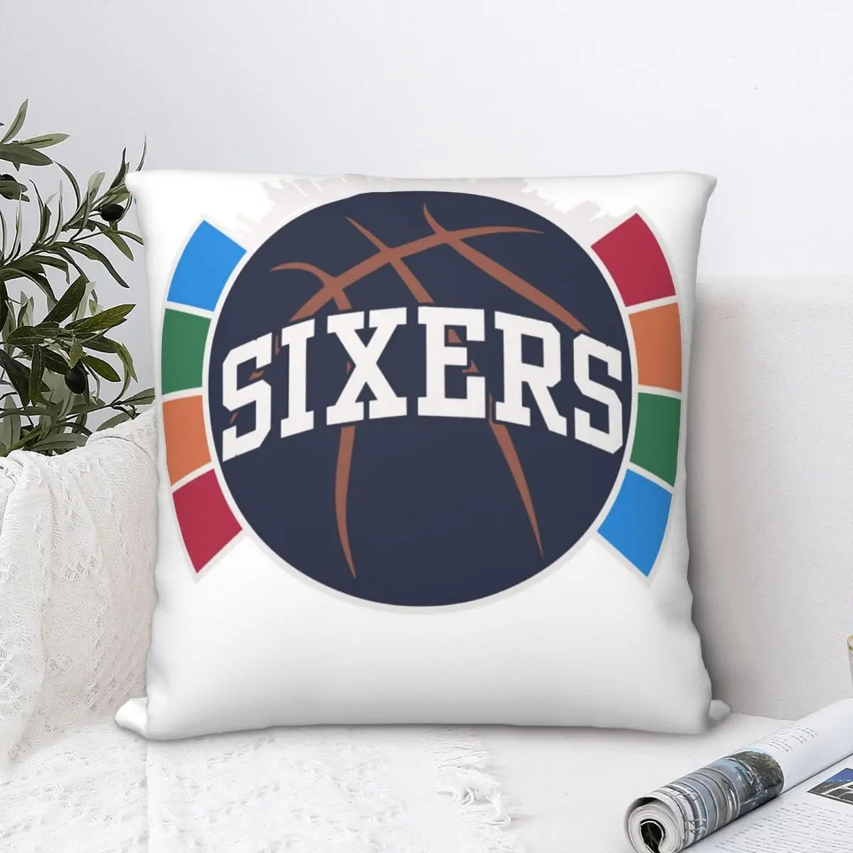 

Sixers Square Pillowcase Polyester Pillow Cover Velvet Cushion Zip Decorative Comfort Throw Pillow For Home Car