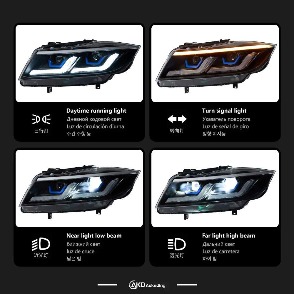 AKD Car Styling Head Lamp for BMW E90 2005-2012 320i 318i 323i 3 Series  LED Headlight DRL Hid Bi Xenon Auto Accessories