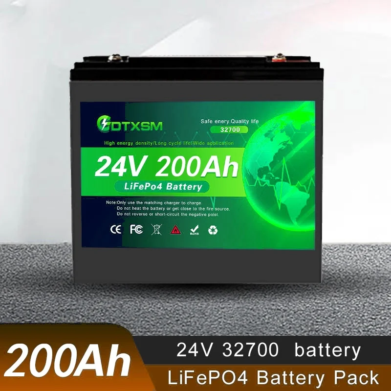 

32700 200AH LiFePO4 Battery 24V BMS Rechargeable Lithium Bateria Pack for Camping Car Solar System Home Storage