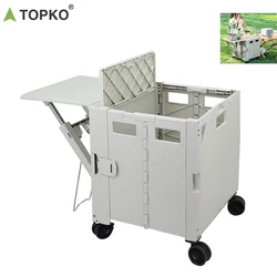 TOPKO High Quality Foldable Folding Luggage Trolley Bag 4 Wheels Camping Car Folding Cart Foldable Shopping Trolley & Carts