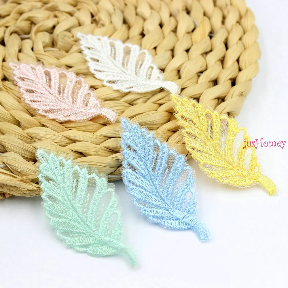 40PCS/lot Embroidery Lace leaves Appliques 7.0cm Translucent Single layer for Party Decor,Garment Embellishment