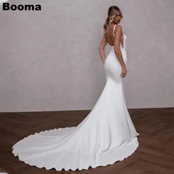 Booma Mermaid Wedding Dresses Square Collar Sweep Train Brides Dress for Women Backless Button vestidos de fiesta elegantes 2024