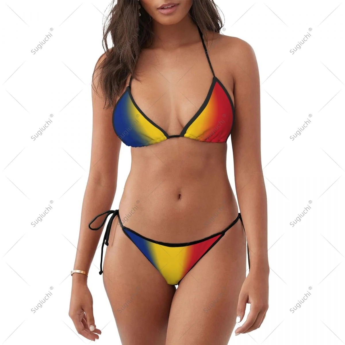 

Women Girls Bikini Romania Flag Swimsuit Sets Three Point Beachwear Swimming Bathing Beach Party Suits Sexy Mujer