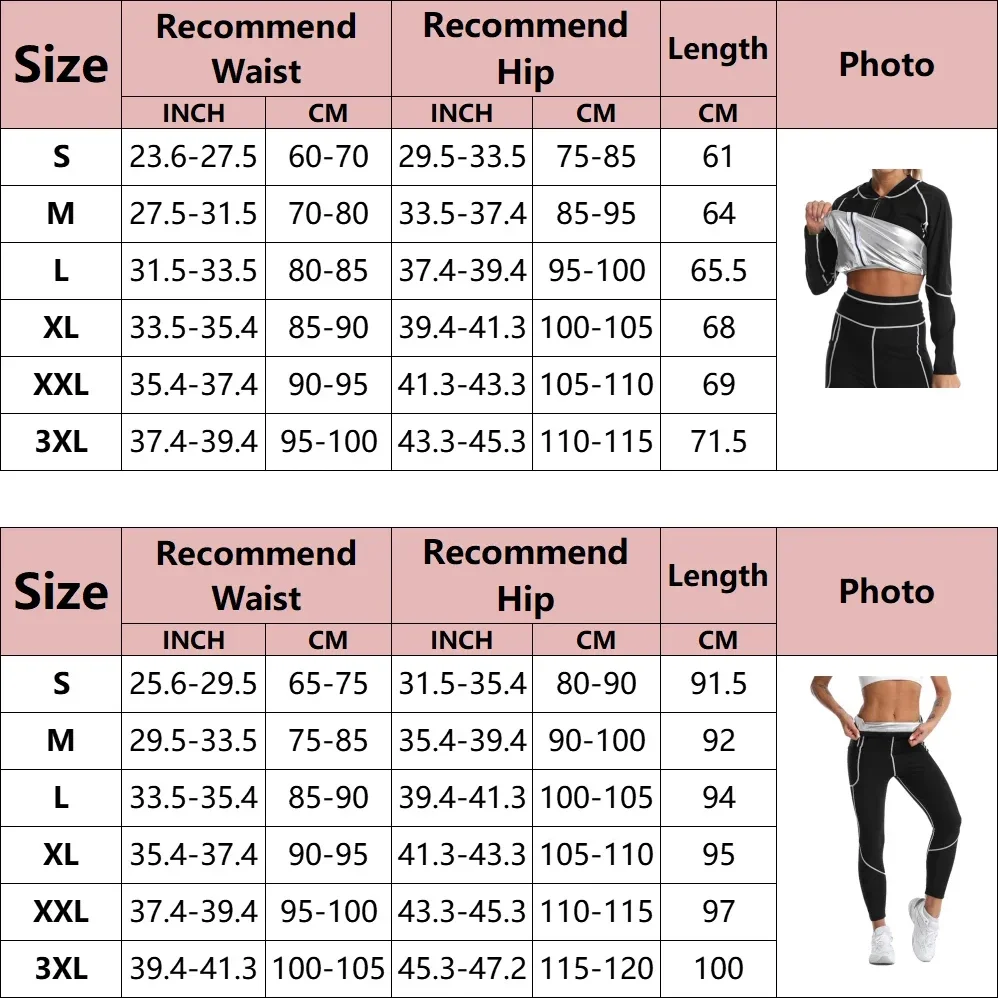 Sauna Set for Women Weight Loss Thermo Suit Hot Sweat Top Pants Fitness Jacket Leggings Fat Burner Fitness Exercise Workout Pant