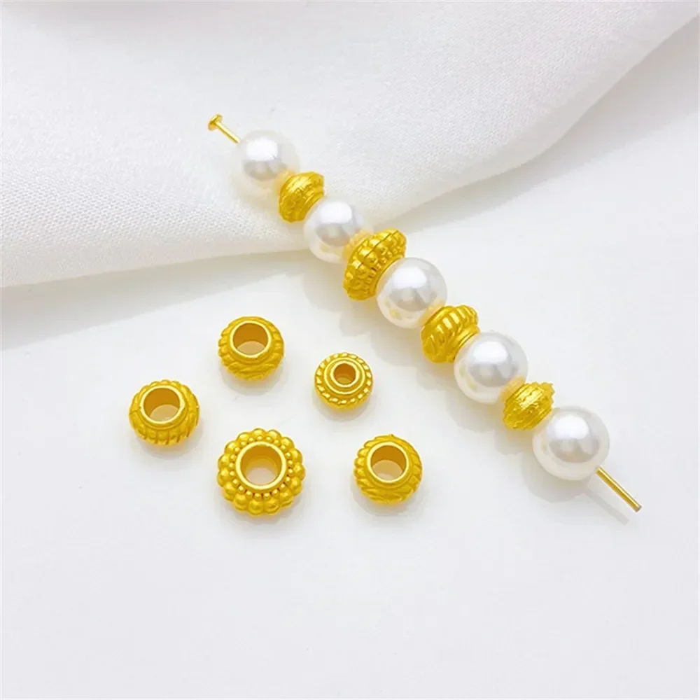 Sand Gold Flying Saucer Wheel Lantern Bead Spacer Loose Beads Handmade DIY String Bracelet Necklace Jewelry Material Accessories
