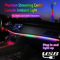 64 Colors USB Car LED Ambient Light Acrylic Strips Dashboard Lights RGB Car Interior Hidden App Remote Control Atmosphere Lamp