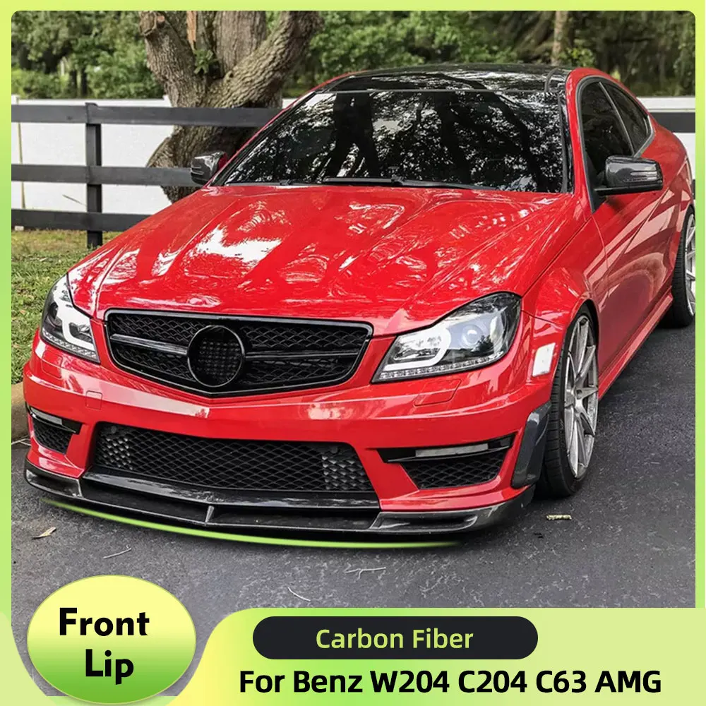 Carbon Fiber/ FRP Front Bumper Lip Spoiler Splitters For Mercedes-Benz C-Class W204 C204 AMG C63 Sedan Coupe 2012-2014