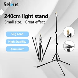 Selens 2.4m Reverse Folding Photography Light Stand Tripod Lightweight Aluminum Alloy Light Frame For Softbox Photo Shooting