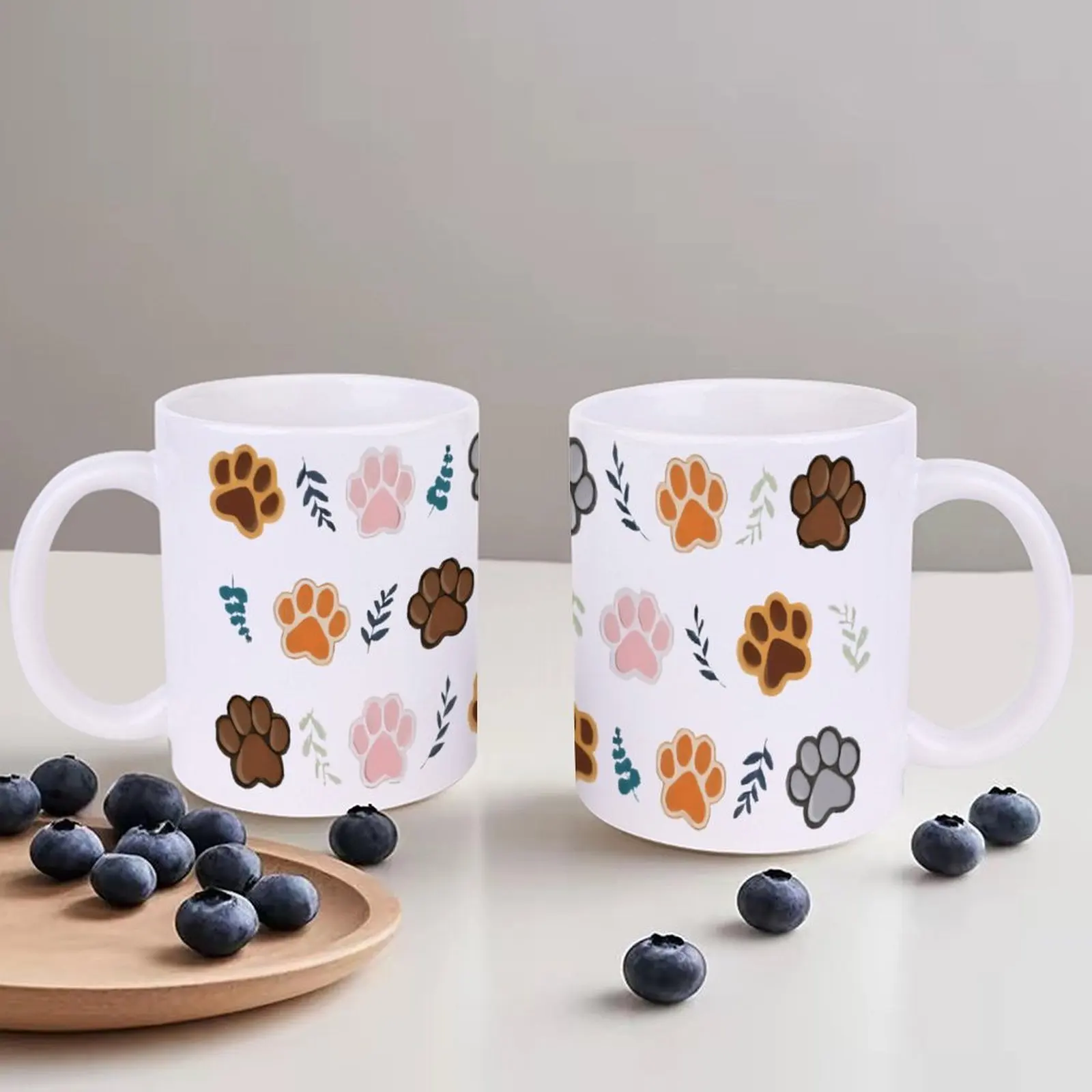 

Paw Prints On A White Background Coffee Cups Ceramic, 11oz Custom Mug for Men