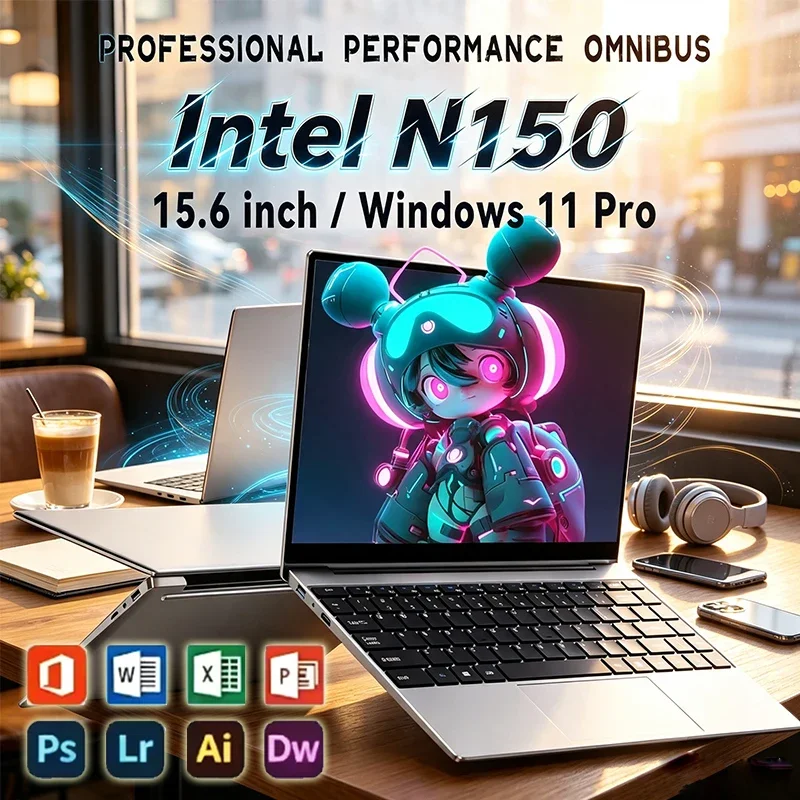 2026 New 15.6' Laptop Intel Core N150 32GB 2TB Gaming PC Ultra Slim Office Study Computer PC Windows 11 Pro 1920*1080 HD