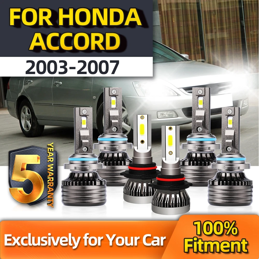 

Crossfox For Honda Accord 6x LED Headlight High/ Low 9005 9006 Beam Fog Light H11 Bulbs Combo Kit 2003 2004 2005 2006 2007