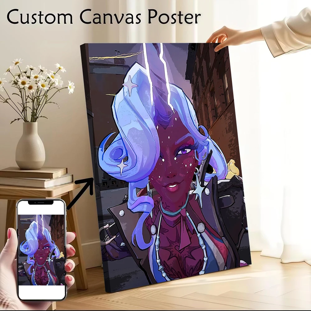 Cosmic Unicorn Woman Portrait Canvas Poster Customizable Printed Canvas Painting Wall Art for Fans Decorative Paintings Canvases