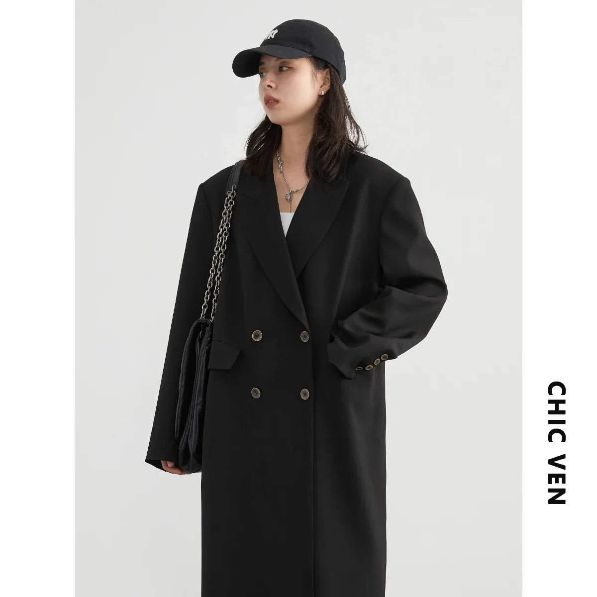 CHIC VEN Women Trench Coat Solid Loose Casual Long Overcoat Double Breasted Female Windbreak Woman Outerwears Spring Autumn 2024