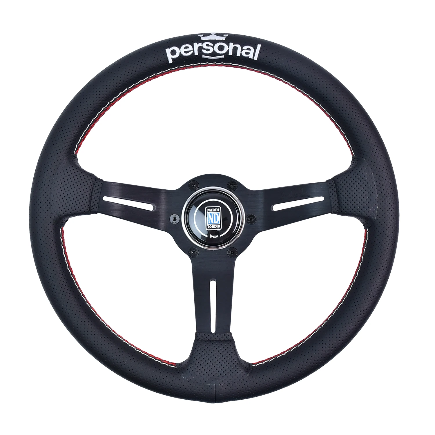 

13inch 330mm Black Stand Blcak Embroidery Microfiber Leather Deep Dish Personal JDM Car Steering Wheel