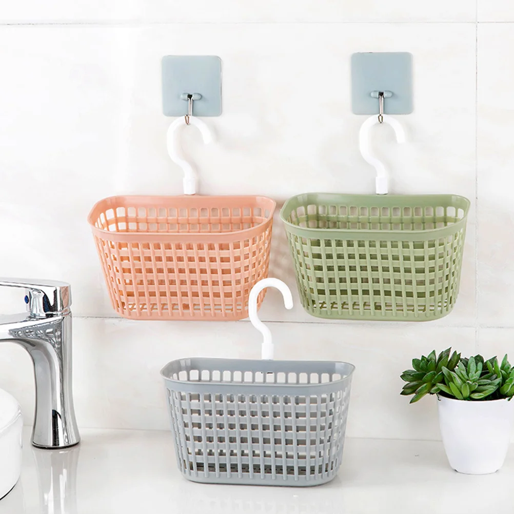 

Thick Plastic Storage Hanging Basket Rotatable Hook Kitchen Utensils Bathroom Toiletries Organizer Drain Sponge Soap Brush Green