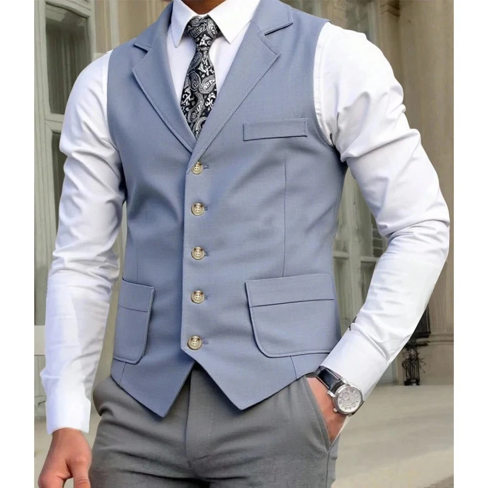 

Men's Vest Work Summer Veston Casual Formal Square Pockets Vest for Suit Single Breasted Vests Fashion Suits Man Blazer Clothin
