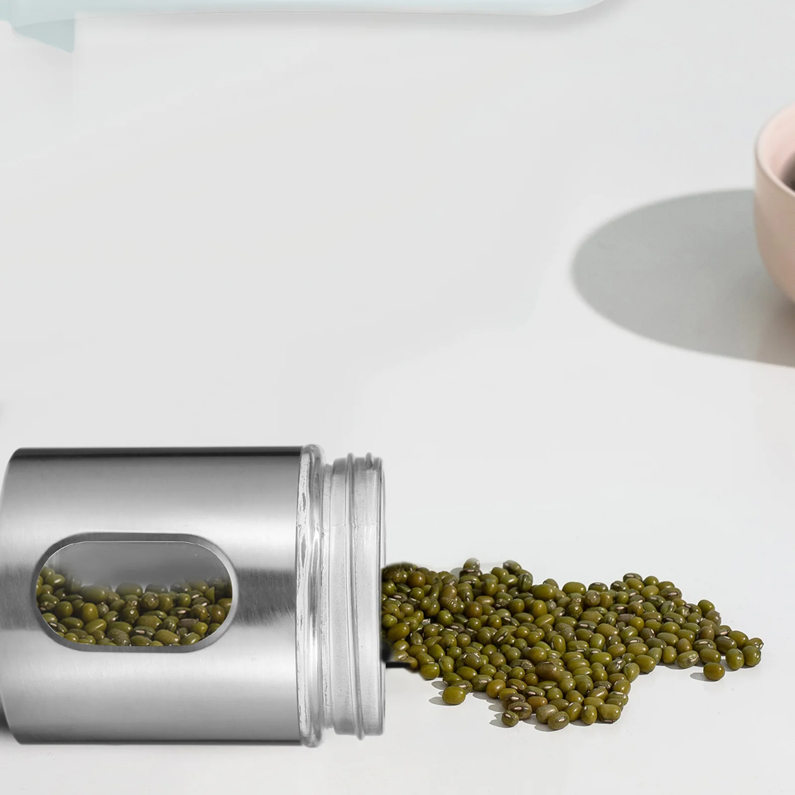 

1 pc Stainless Steel Storage Tank Transparent For Coffee Tea Sealed Rust-Proof Container Jar Kitchen Organizer