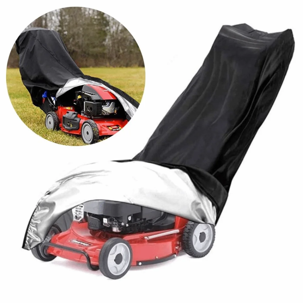 210D Polyester Oxford Lawn Mower Cover Drawstring Closure All Weather Protection Lawn Mower Storage UV Protection Dust Proof