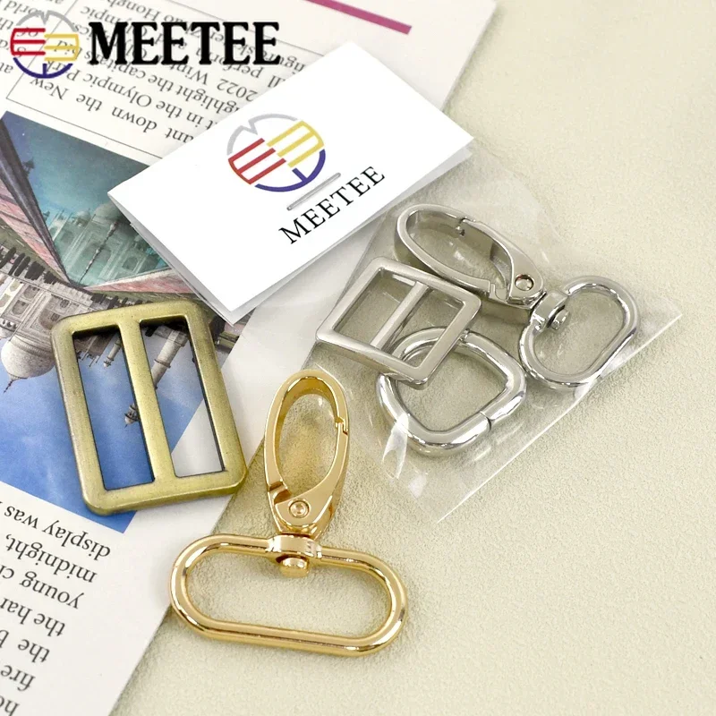 

3Sets 16-38mm Metal Bag Strap Buckles Swivel Lobster Clasp Tri-Glide Slide Clip D Ring Webbing Adjust Hook Dog Leash Accessories