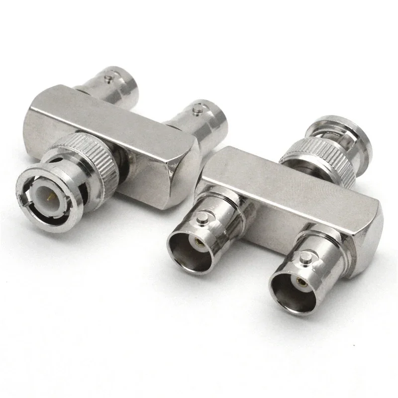 1PCS Q9 BNC Male Plug To 2x Double BNC Female Connector BNC Male To 2x Dual Female Tee Type 3Way Splitter Type Y Coax RF Adapter
